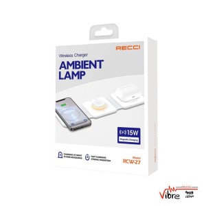 استند شارژر بی سیم 3 کاره 15 واتی رسی مدل  Recci Wireless Charger Ambient Lamp RCW-27