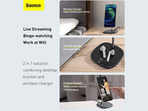 هولدر و شارژر وایرلس بیسوس Baseus Swan 2-in-1 Wireless Magnetic Charger 20W WXSW-C01