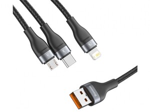 کابل شارژ سریع سه سر بیسوس Baseus Flash Series 3 in 1 Fast Cable 1.2m