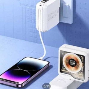 آداپتور و پاوربانک وایرلس شارژ به همراه کابل