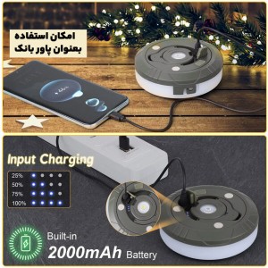 چراغ و ریسه شارژی کمپینگ مدل پاور بانک دار | 10 متری با رقص نور و Type-C