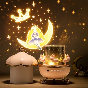 چراغ خواب کاروسل موزیکال طرح چرخ و فلک شارژی ۱۲۰۰ میلی‌آمپر