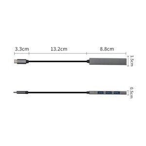 هاب ۴ پورت USB-C مدل T809A | مناسب مک‌بوک و تایپ سی با بدنه فلزی