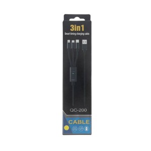 کابل شارژ تایمردار USB به microUSB – لایتنینگ – USB-C مدل QC-200