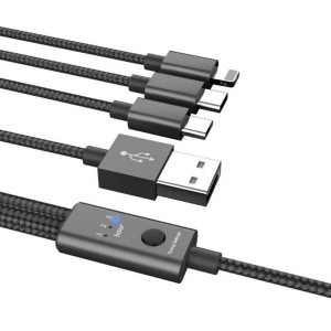 کابل شارژ تایمردار USB به microUSB – لایتنینگ – USB-C مدل QC-200