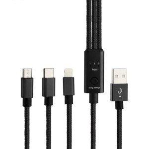 کابل شارژ تایمردار USB به microUSB – لایتنینگ – USB-C مدل QC-200