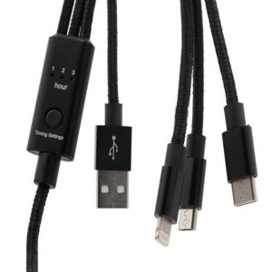 کابل شارژ تایمردار USB به microUSB – لایتنینگ – USB-C مدل QC-200