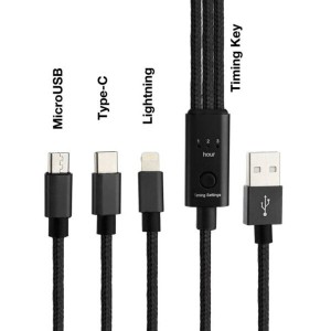 کابل شارژ تایمردار USB به microUSB – لایتنینگ – USB-C مدل QC-200