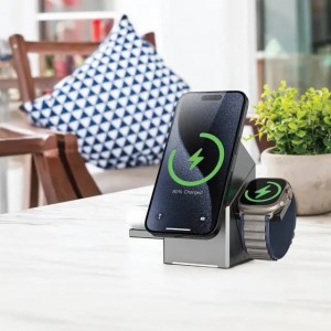 شارژر وایرلس سه‌کاره Green Lion POWER TRIO | شارژ سریع 15 وات با طراحی مغناطیسی