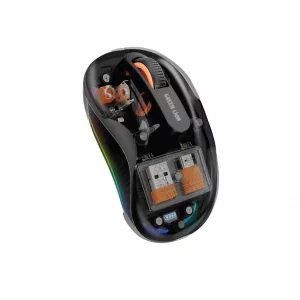 موس بی‌سیم شارژی گرین لاین مدل Turtle | طراحی شفاف با RGB و سنسور اوپتیکال