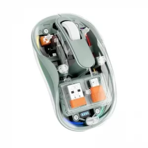 موس بی‌سیم شارژی گرین لاین مدل Turtle | طراحی شفاف با RGB و سنسور اوپتیکال