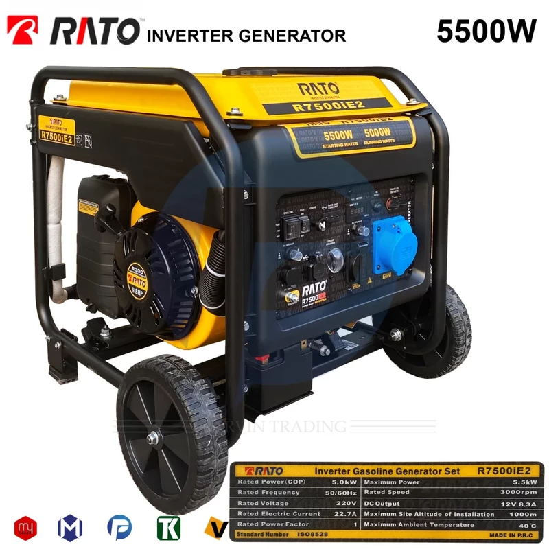 موتور برق اینورتر راتو 5.5 کیلووات مدل R7500iE2