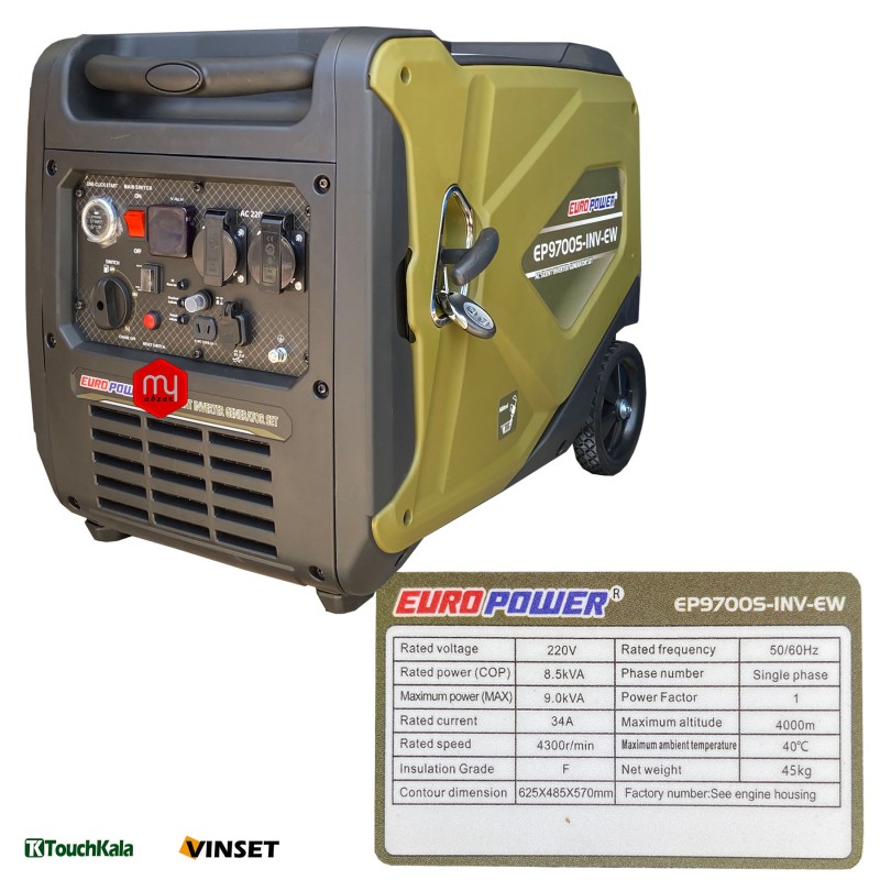موتور برق سایلنت اینورتر 8.5 کیلووات یورو پاور مدل EP9700S INV EW ریموت استارت