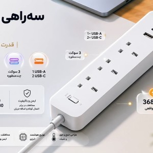 چند راهی برق شیائومی مدل Xiaomi 20W Power Strip XMCXB01GB