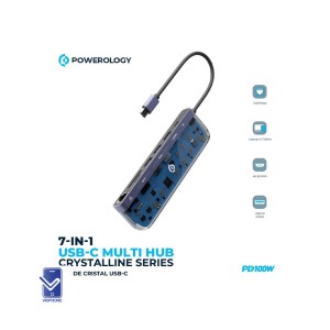 خرید هاب شارژر پاورولوژی مدل Powerology 7 in 1 USB-C MULTI HUB-P71USHTP