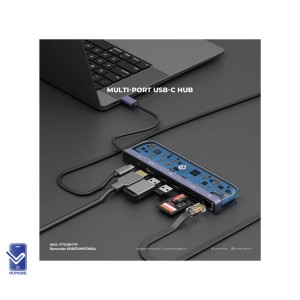 هاب شارژر پاورولوژی مدل Powerology 7 in 1 USB-C MULTI HUB-P71USHTP اصل