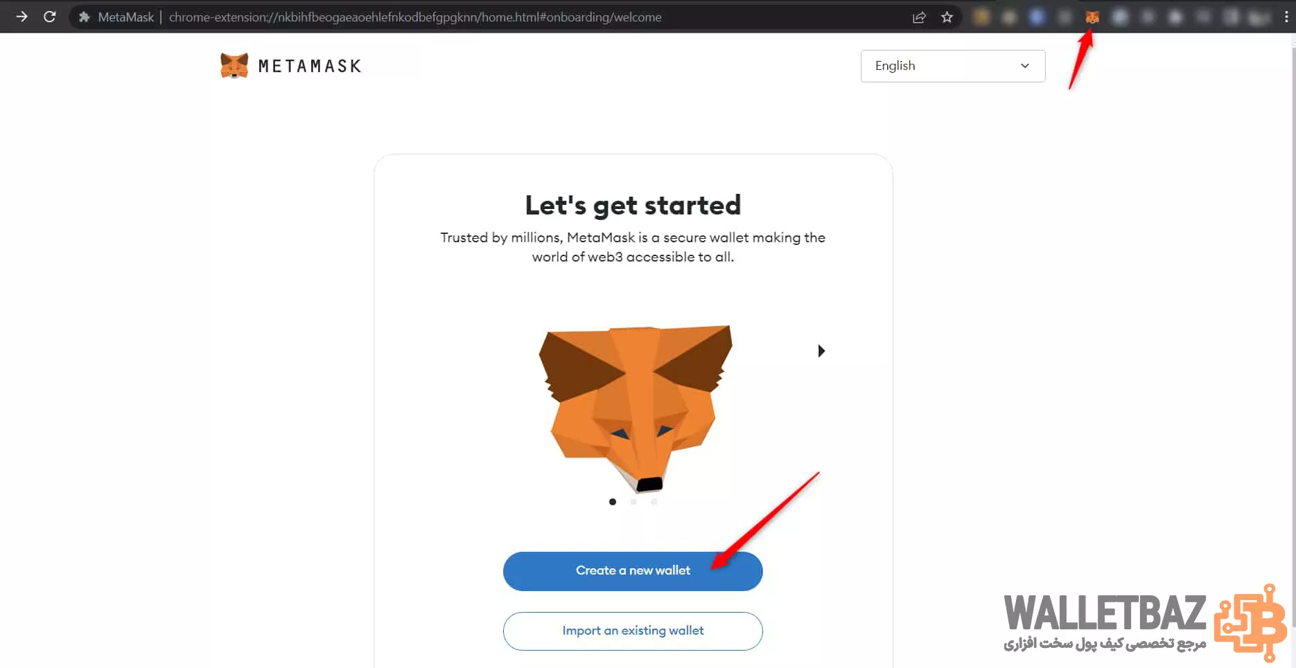 ایجاد کیف پول جدید در متامسک
