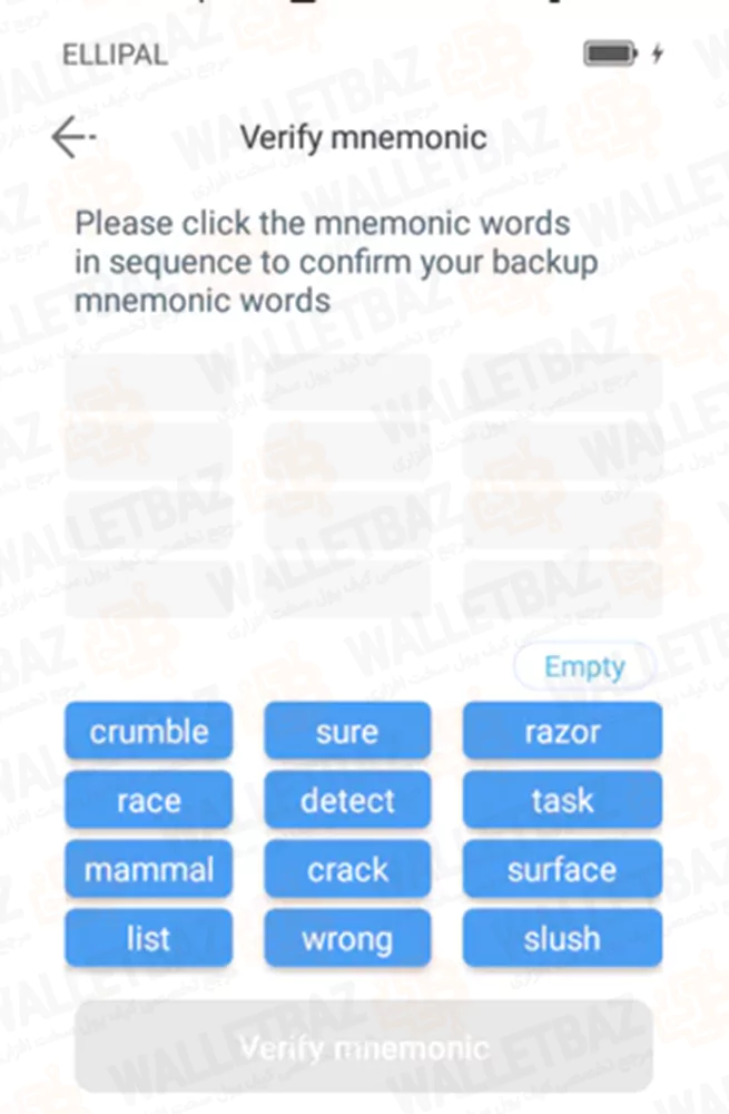 Verifying mnemonics on ellipal app