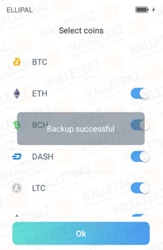 mnemonics backed up successfully on ellipal app