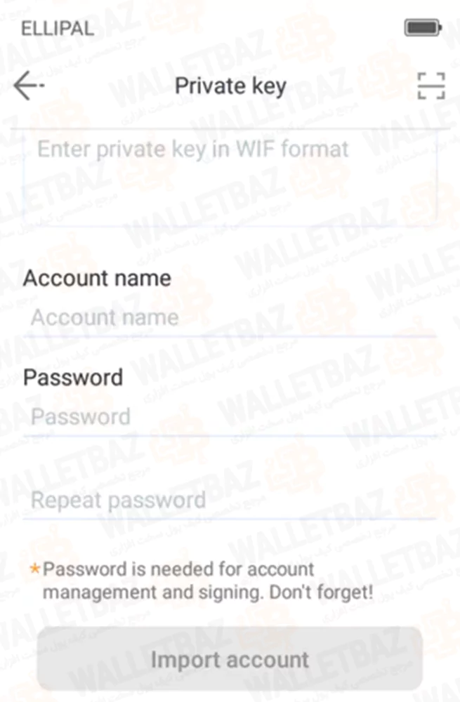 Inserting private key on ellipal app