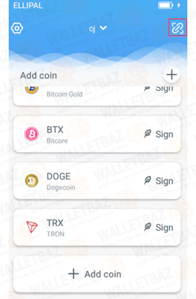 Cold wallet account page on ellipal app