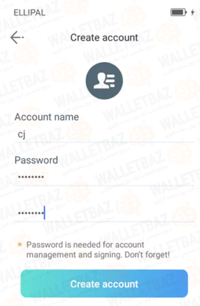 Creating account on ellipal app