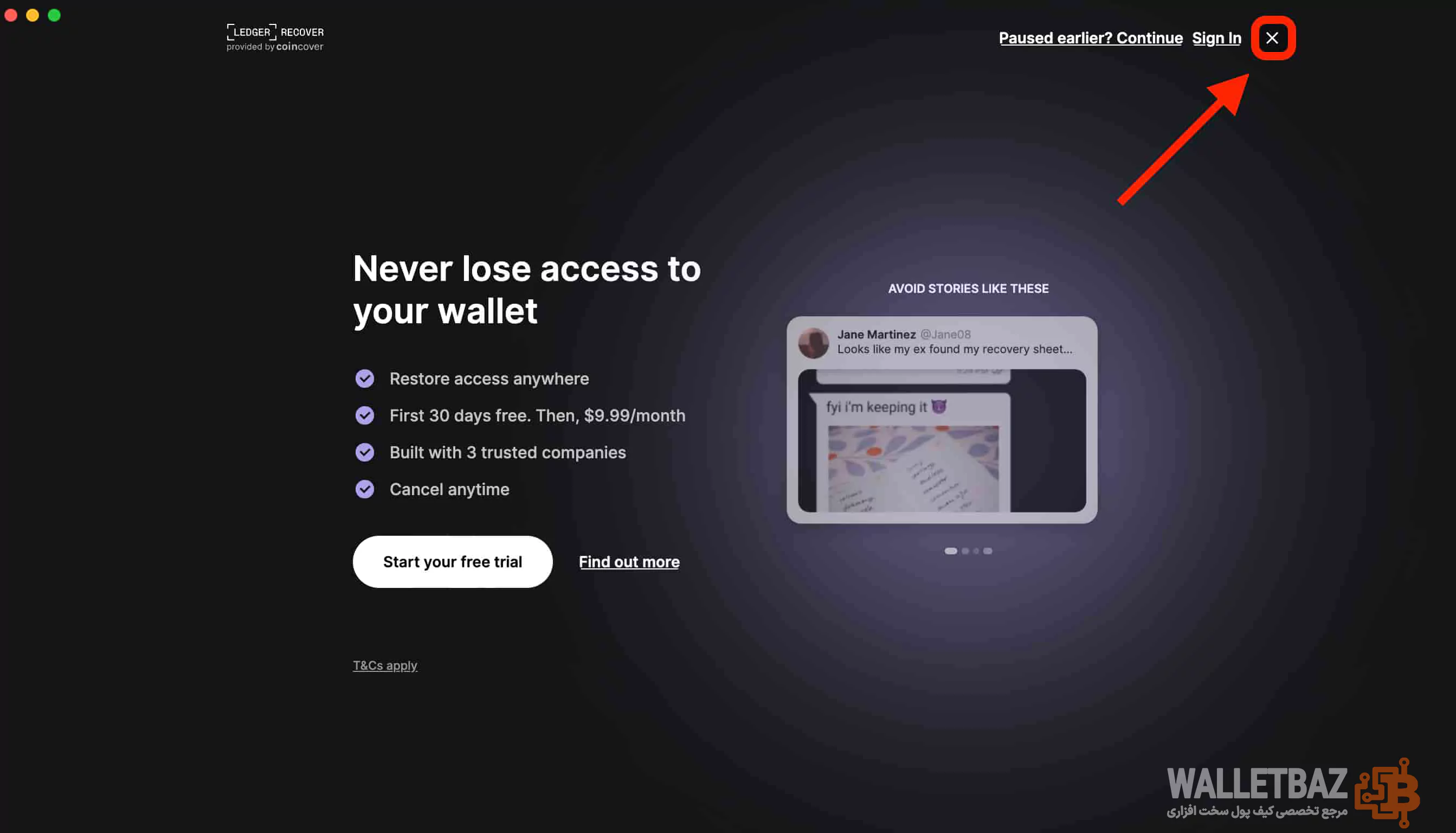 استفاده از سرویس Ledger Recover در فرایند راه اندازی ledger live