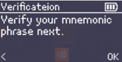 Verification of mnemonic phrase on safepal x1