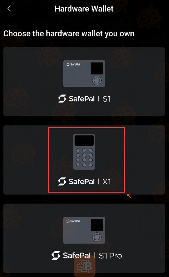 Choosing wallet model on safepal app