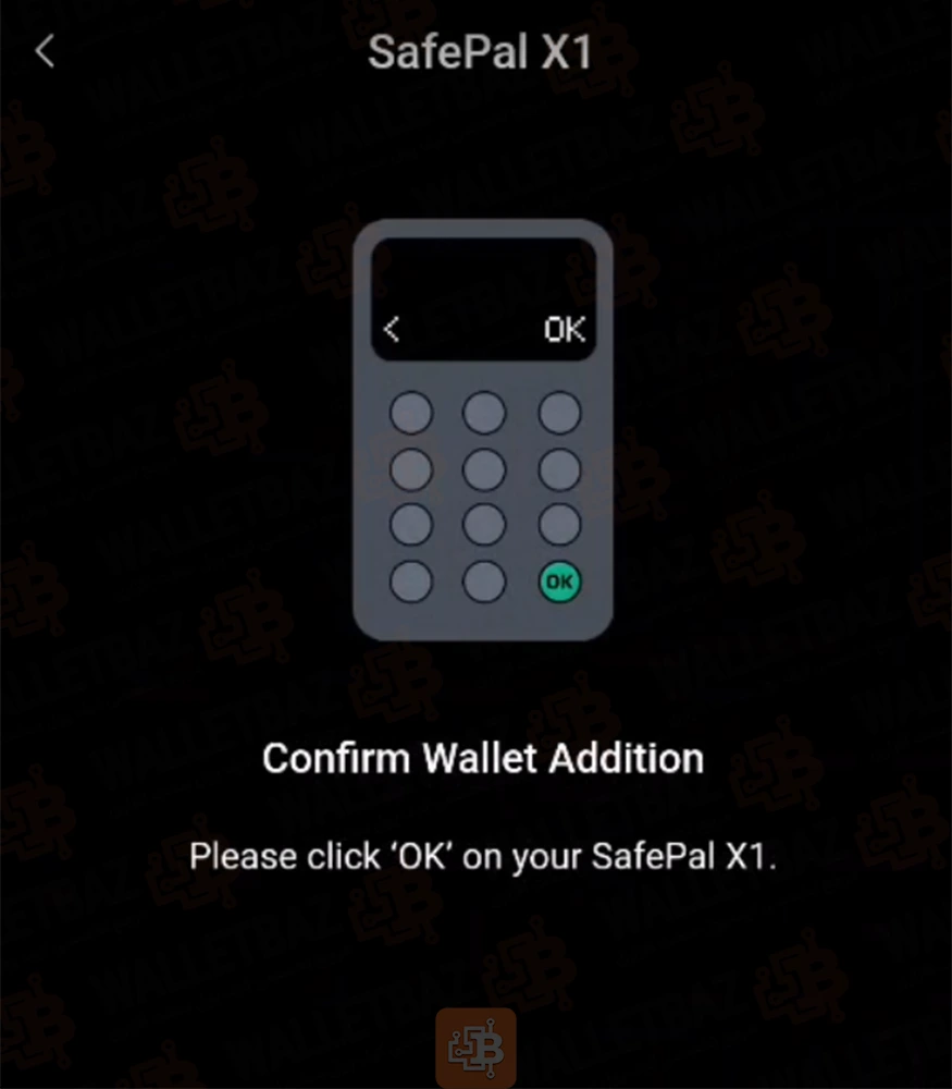 Confirming wallet addition on safepal x1