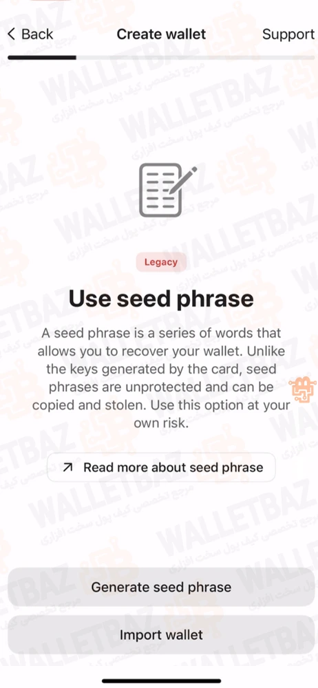 Generating seed phrase for tangem wallet