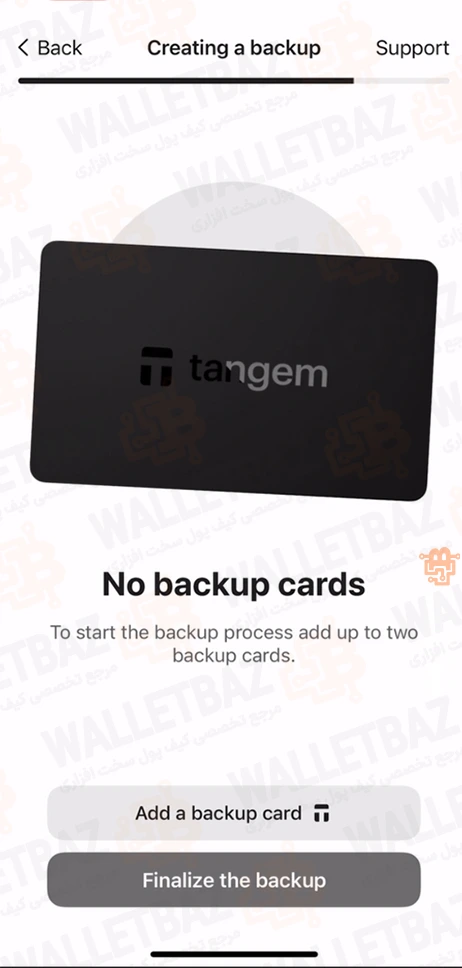 adding backup screen on tangem app