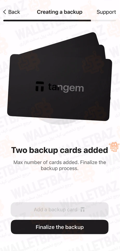 Two backup card added screen on tangem app