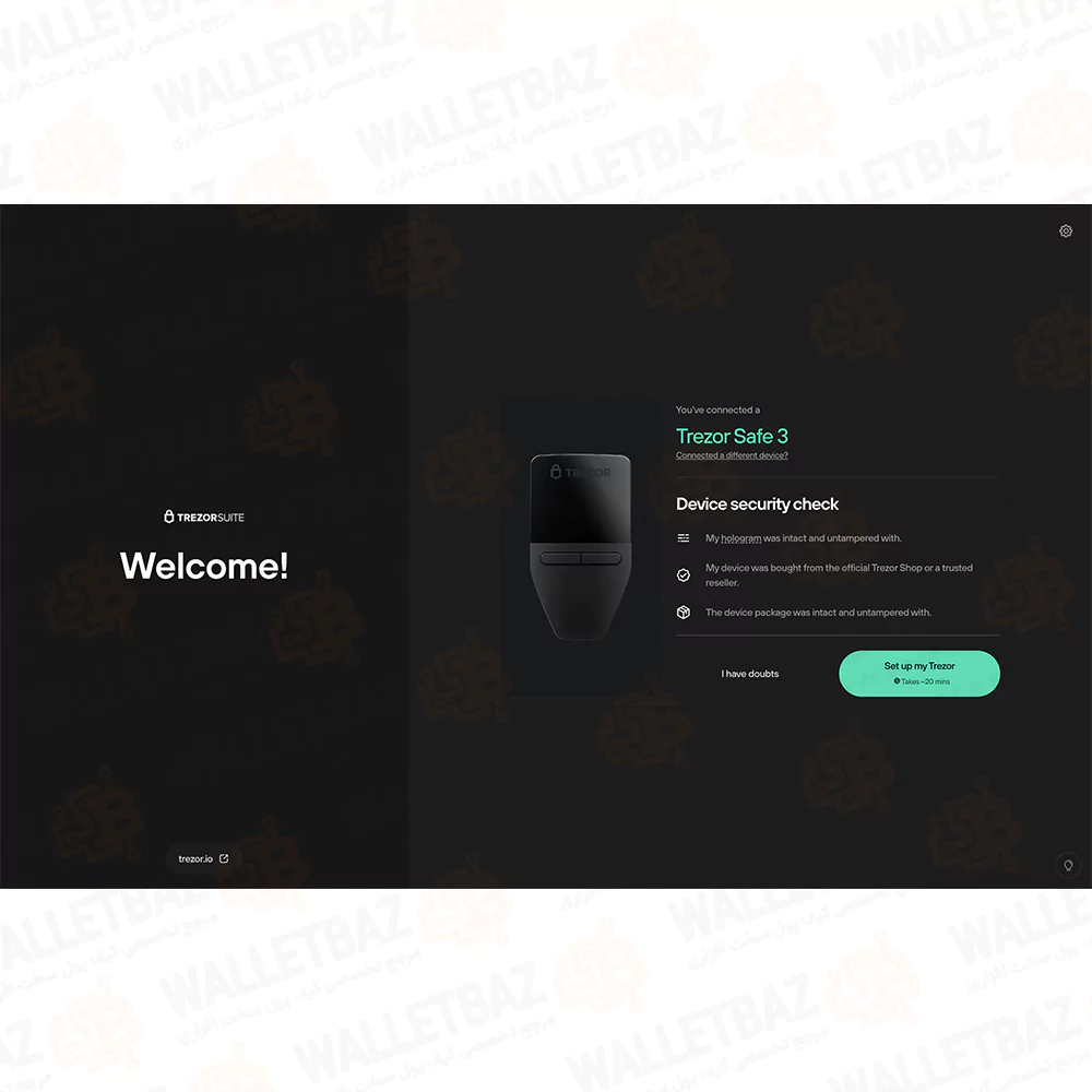 Trezor suite welcome page for trazor safe 3
