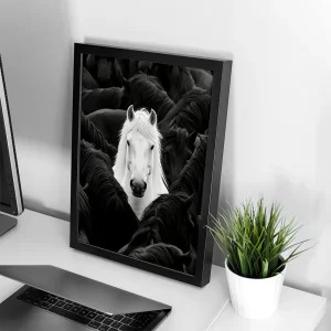 تابلو وال سنس مدل پینترستی طرح اسب سفید