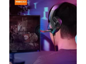 هدفون سیمی گیمینگ با جک 3.5 میلی‌متری رسی Recci 3.5mm gaming headphones earphones REP-L23