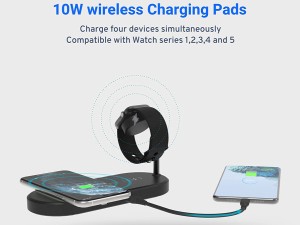 شارژر وایرلس مگنتی 49 وات و استند رومیزی پاورولوژی Powerology 4in1 Fast-Wireless Charging Dock P41MFCHBK