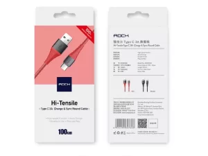 کابل شارژ و انتقال داده تایپ سی راک Rock Hi-Tensile Type-C Cable 1m