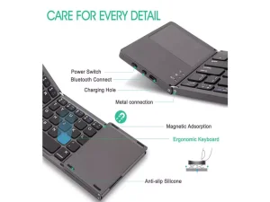 کیبورد بلوتوث تاشو با تاچ پد Foldable Bluetooth Keyboard With Touch Pad B033