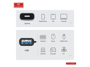 مبدل اوتی‌جی آیفون یواس‌بی به لایتنینگ ارلدام EARLDOM OTG Lightning to USB 2.0 ET-OT65