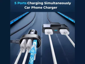 شارژر فندکی 5 پورت یواس‌بی 45 وات خودرو جویروم Joyroom JR-CL03 Pro 45W 5-Port USB Car Charger