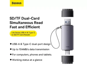 کارت‌خوان یواس‌بی به تایپ‌سی بیسوس Baseus Lite Series SD/TF Card Reader WKQX070601