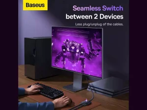 مبدل دو طرفه اچ دی ام آی با کابل یک متری بیسوس Baseus AirJoy Series 2-in-1 Bidirectional HDMI Switch B01331105111-01