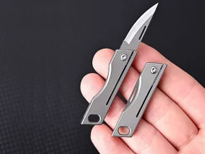 چاقو آنباکسینگ تیتانیومی تاشوی قابل آویز از دسته کلید Titanium alloy mini folding unboxing knife D2