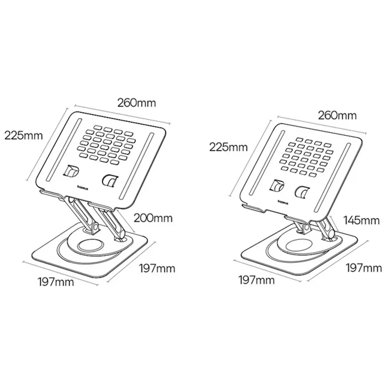 پایه نگهدارنده و خنک‌کننده لپ تاپ تاشوی فلزی بیسوس BS-HP017