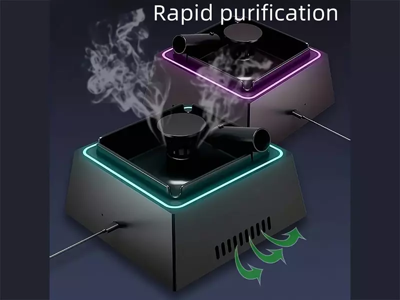 زیرسیگاری تصفیه هوا بدون دود با نور ال‌ای‌دی چند منظوره Smokeless 2 in 1 Air Purifier Ashtray Air Purifier Ashtrays with LED Light