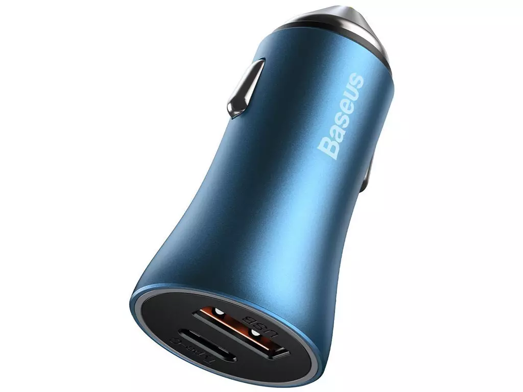 شارژر فندکی فست شارژ 40 وات با کابل تایپ‌سی بیسوس Baseus Car Charger Golden Contactor Pro Type-C/USB TZCCJD-0G