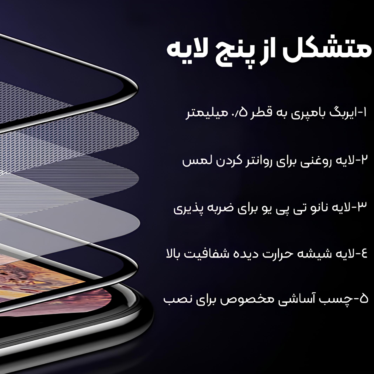 گلس آیفون 13 پرومکس ایربگ‌دار 5 بعدی موکوسون 5D Silicon Plus