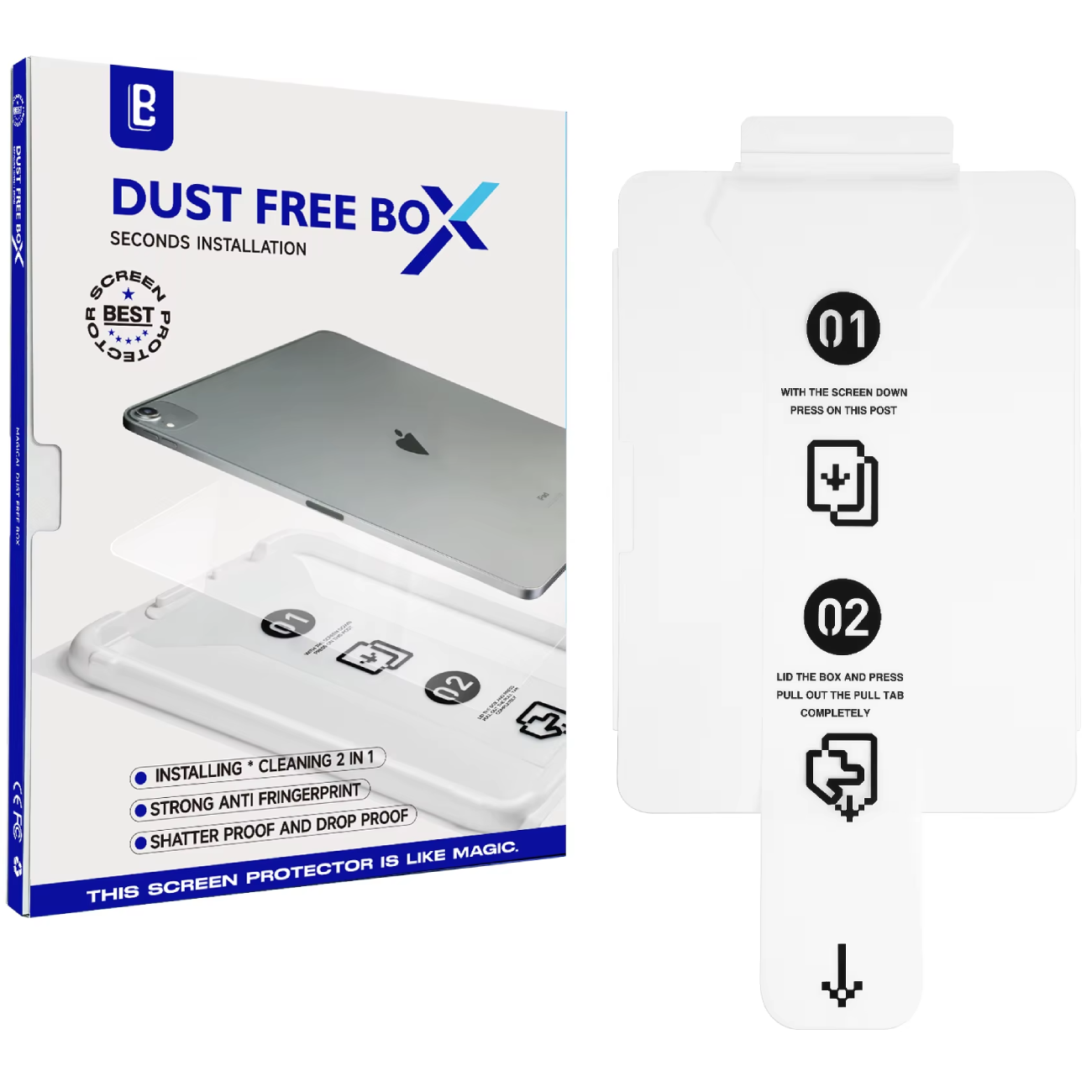 محافظ صفحه نمایش شیشه ای تبلت آیپد پرو 13 2024 همراه با کیت نصب Dust Free Box