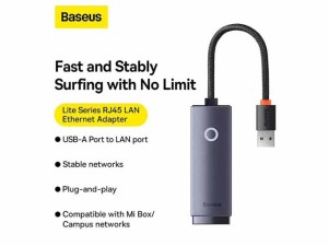 مبدل یواس‌بی به پورت شبکه بیسوس Baseus Ethernet Adapter USB to RJ45 LAN Port WKQX000113